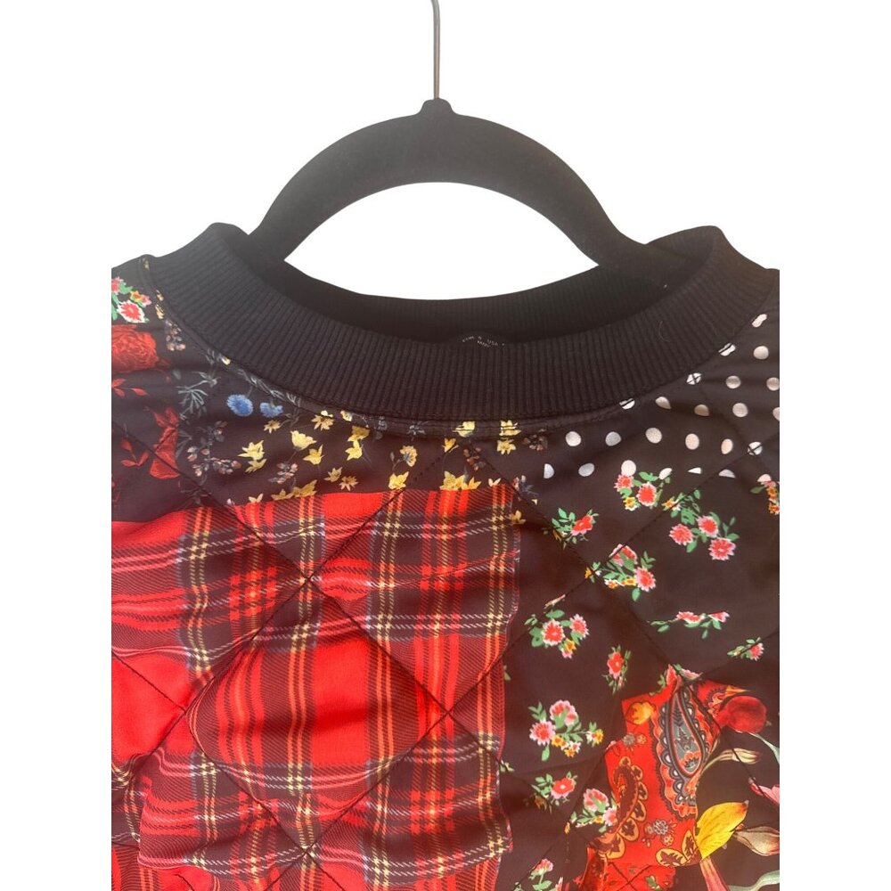 Zara Patchwork Small Cropped Sweatshirt Black Flo… - image 5